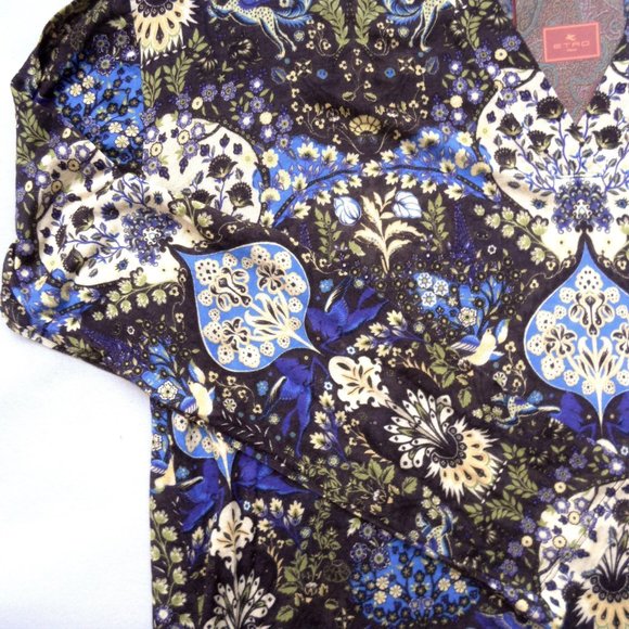 NWT$620 ETRO Artemis Jersey Sweater Black Ornamental-print V-neck jumper 46 / 10 - Picture 10 of 15